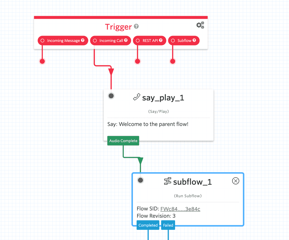 Studio Subflow widget example.