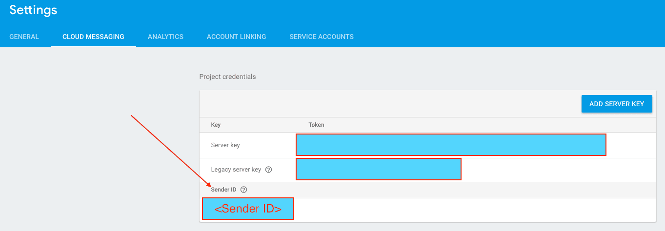 Firebase Settings Cloud Messaging Sender Id.