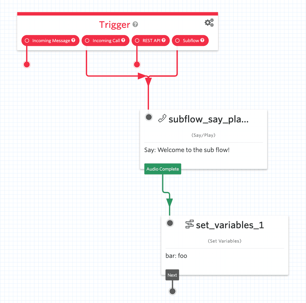 Studio Subflow testing multiple trigger types.