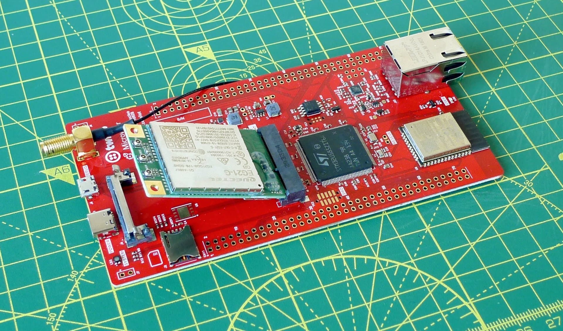 Slot the modem into the M2 connector.