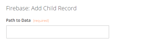 Firebase add child record form with path to data input field.