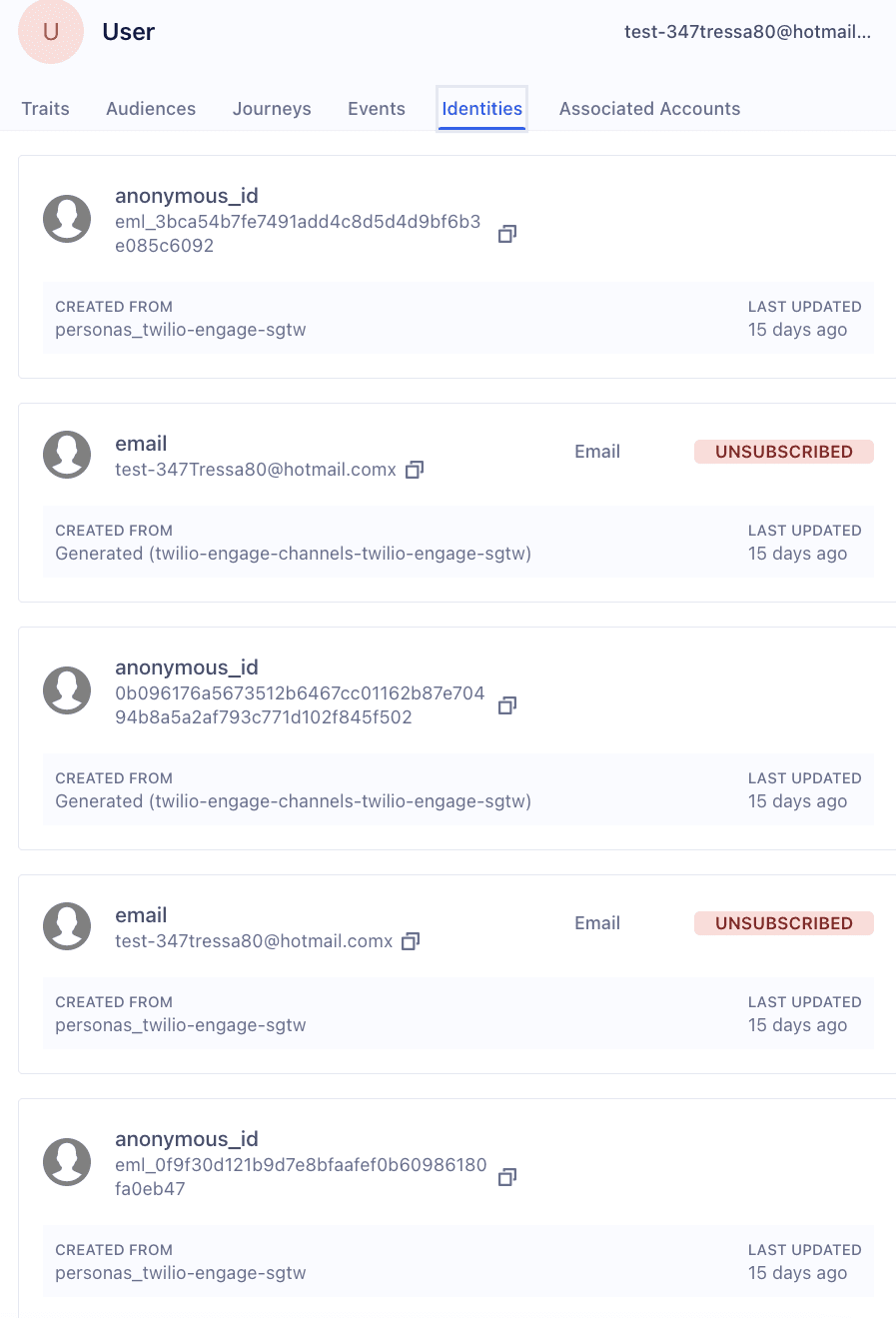 Retrieving a user's identifiers with the Profile explorer.