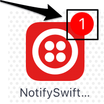 Twilio Notify app icon with a red badge showing number 1.