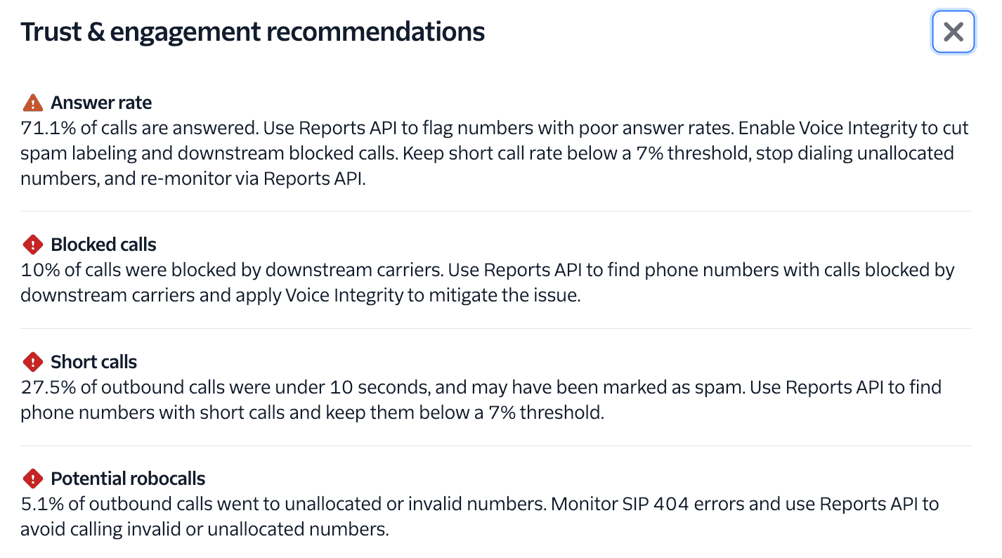 Trust and Engagement insights recommendations.