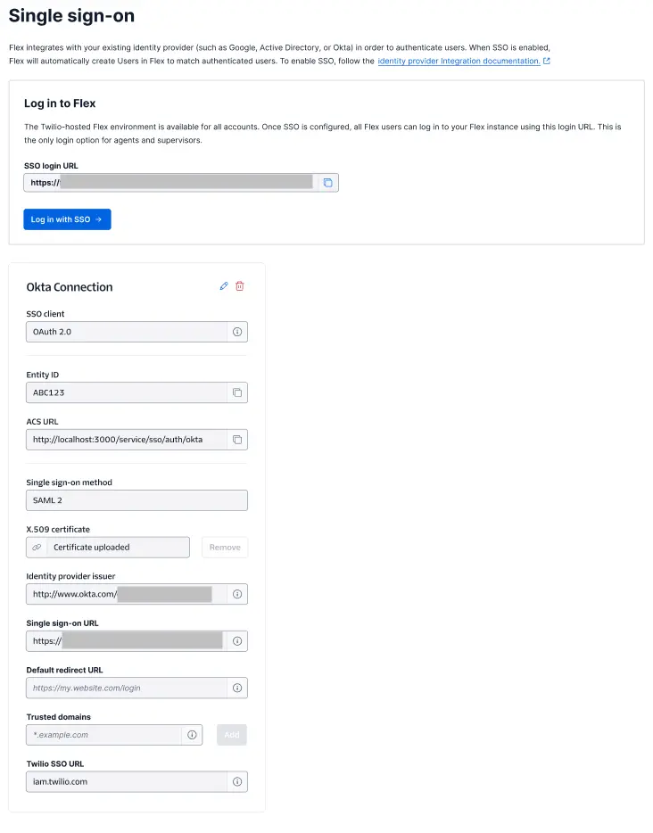 Single sign-on info page for enhanced SSO configuration.