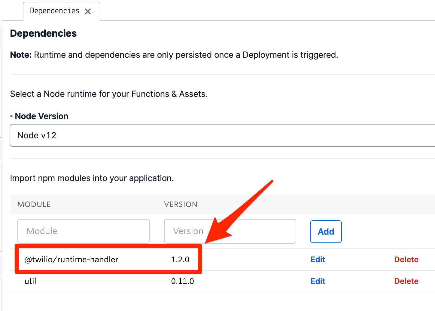 Update @twilio/runtime-handler to version 1.2.0 in dependencies.