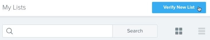 Cursor clicking Verify New List button in My Lists section.