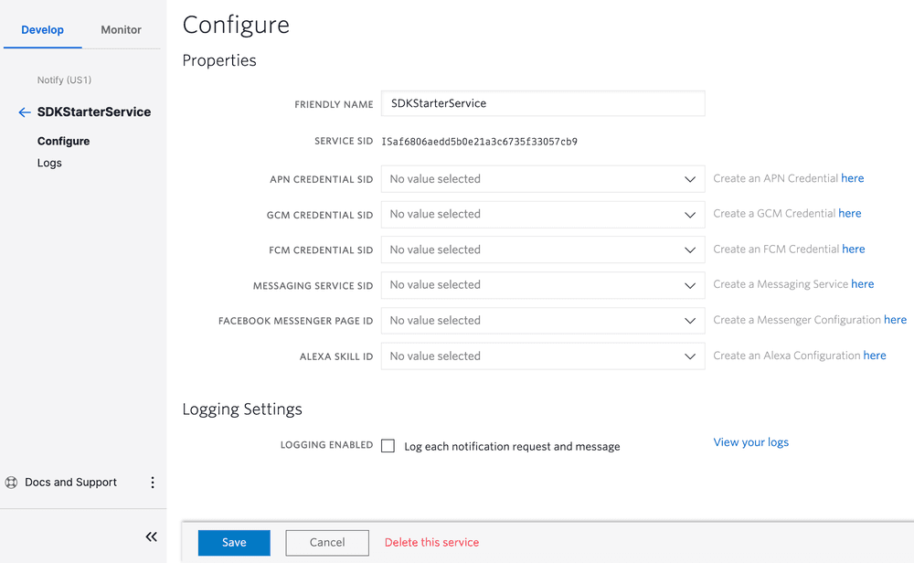 Configure your Notify Service.