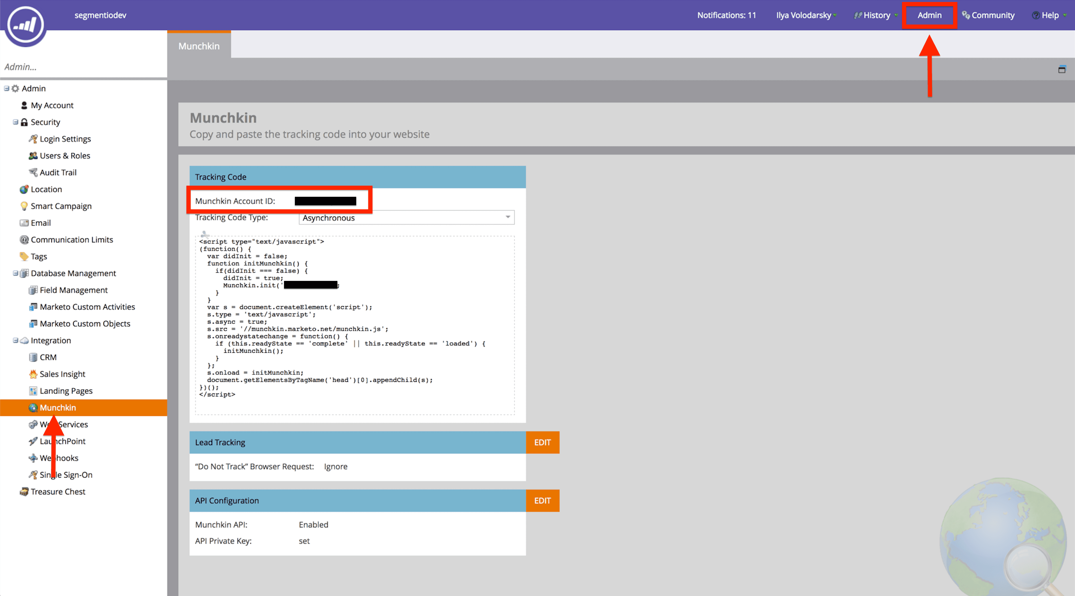 A screenshot of a Marketo account.