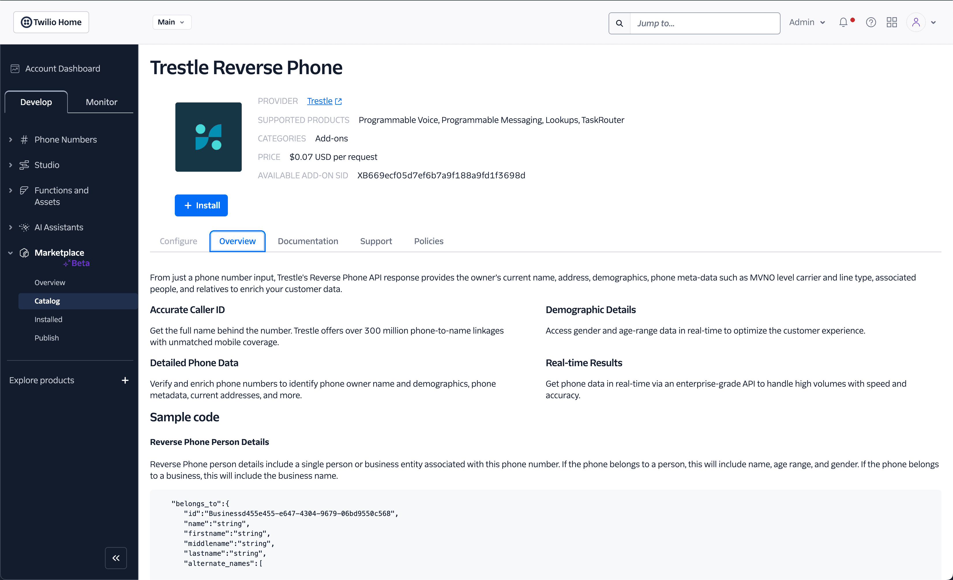 Trestle Reverse Phone API overview with pricing, features, and sample code.