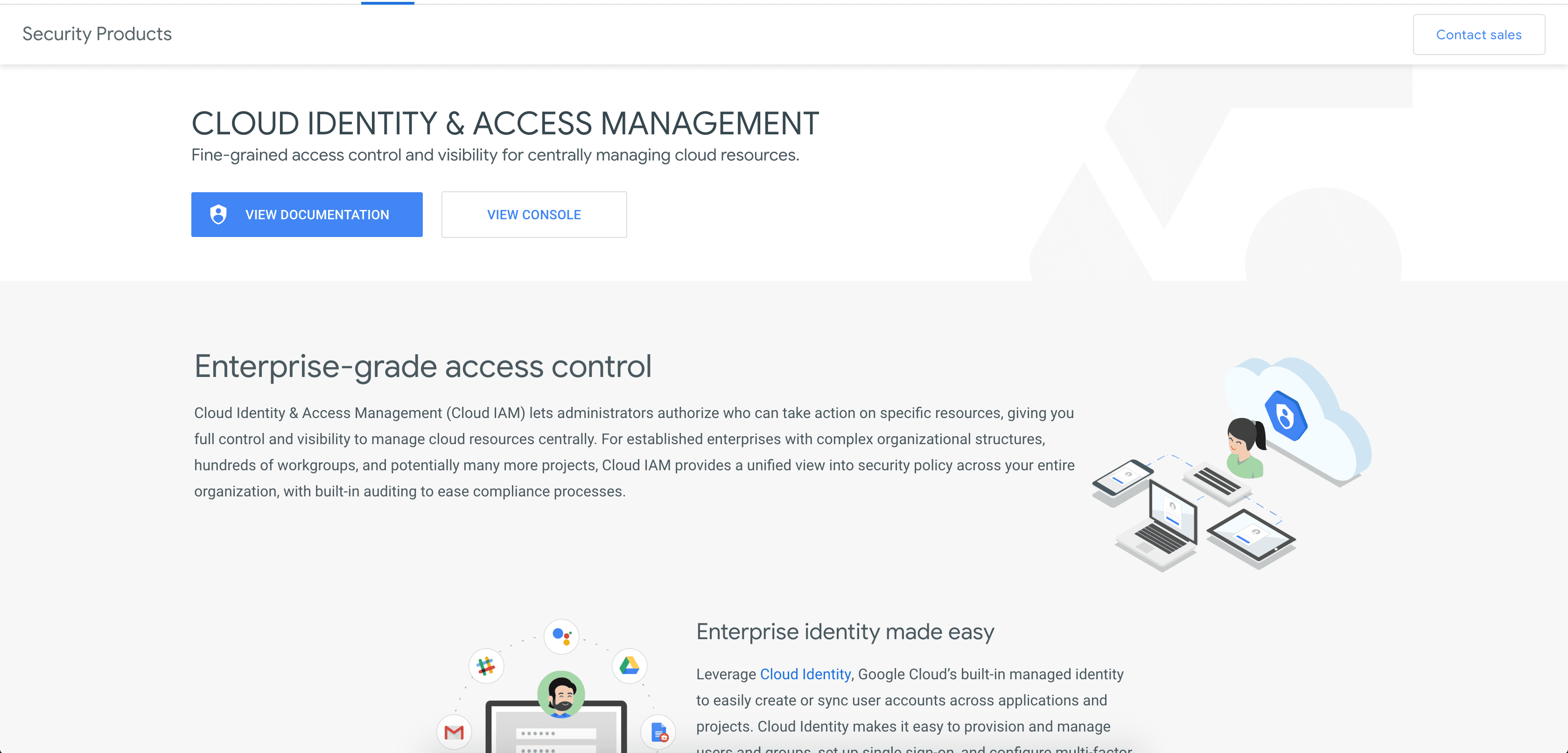 Screenshot of the Security Products page in Google Cloud.