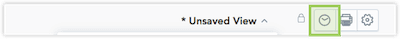 Scheduled view icon highlighted in green on toolbar.