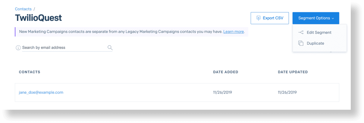 Duplicate a segment from the segment detail page.