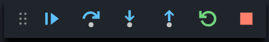 Toolbar with icons for play, undo, download, upload, refresh, and stop.
