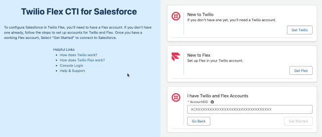 Setup for Twilio Flex CTI for Salesforce.