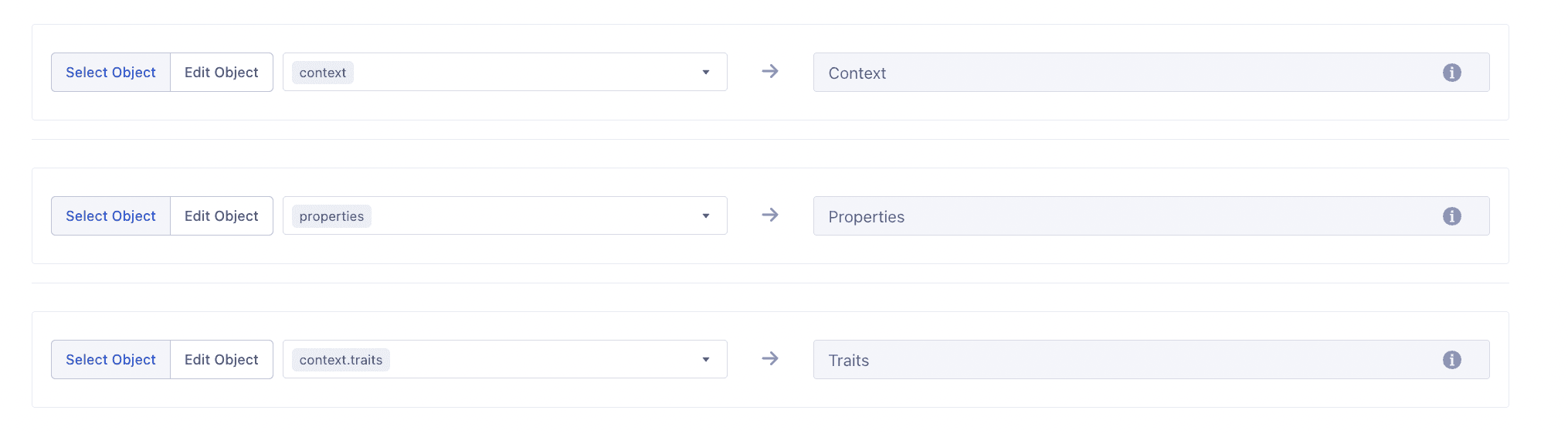 Section mapping in the Segment UI.
