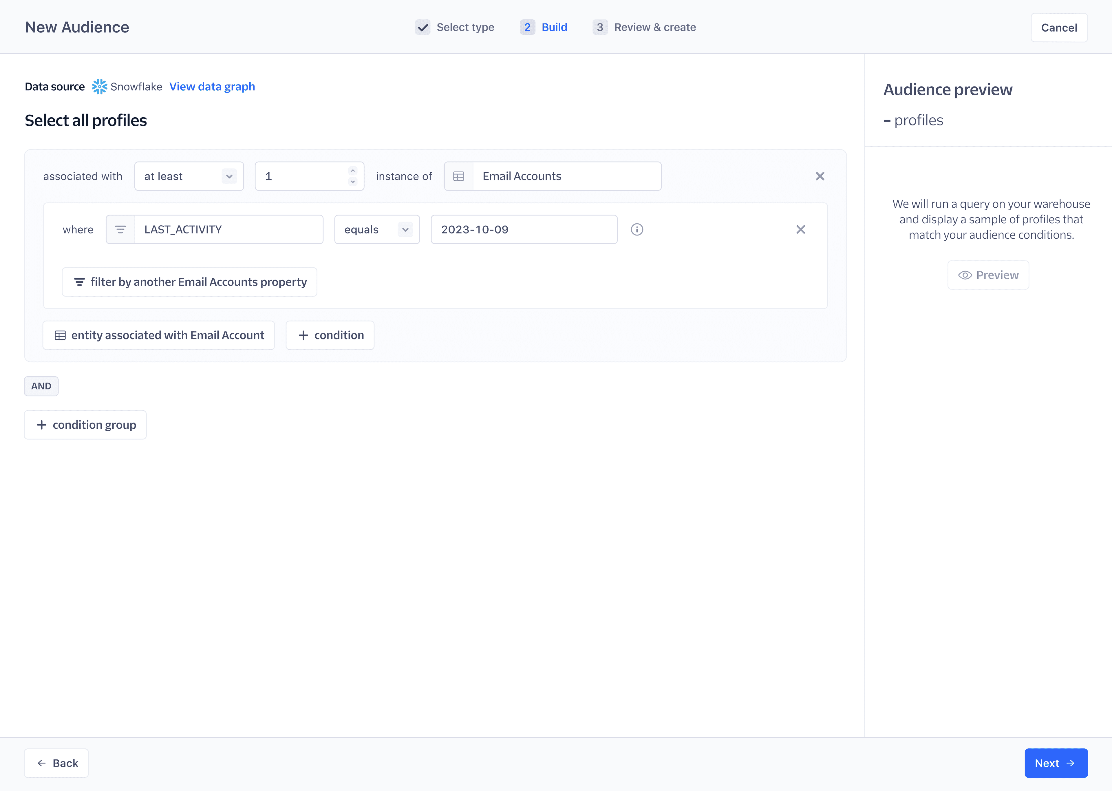 Choose your audience conditions.