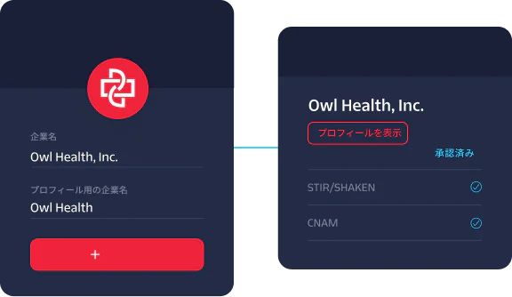 Interface showing the creation and approval status of Owl Health, Inc.'s business profile.