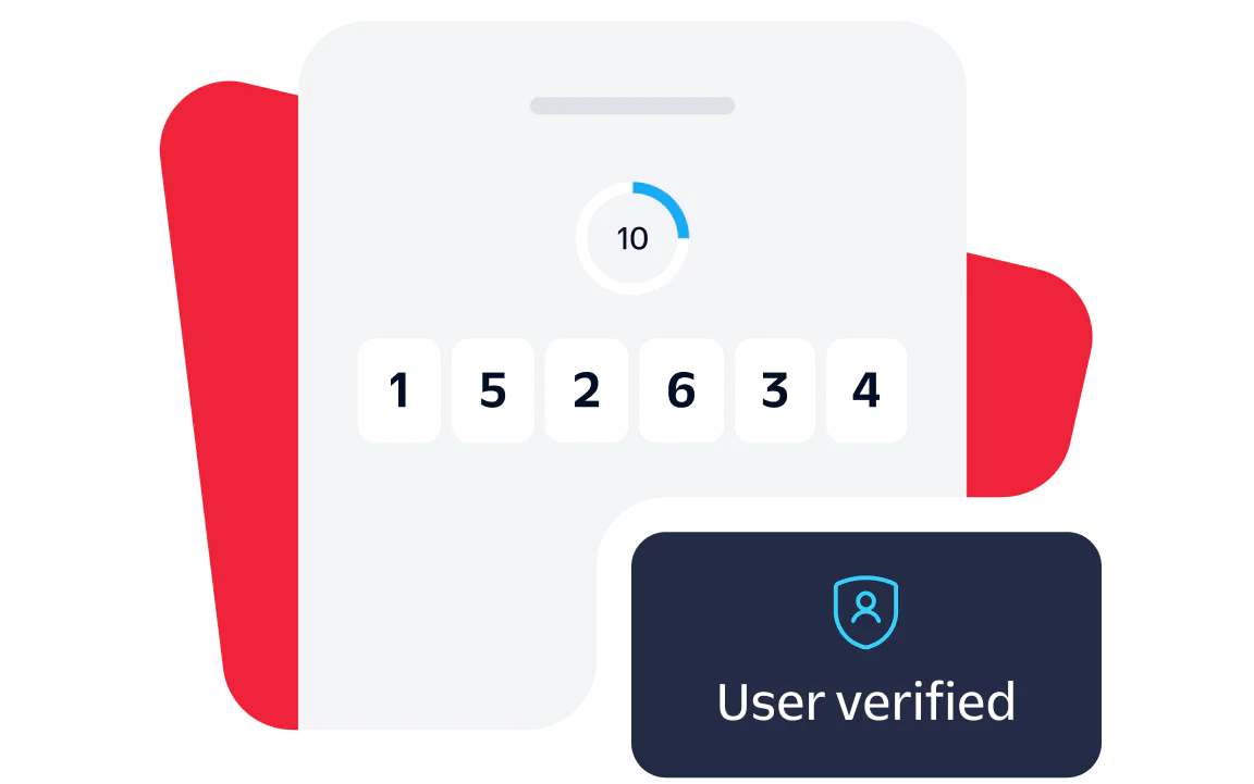 A 6-digit code verification input with a progress bar and User verified badge.