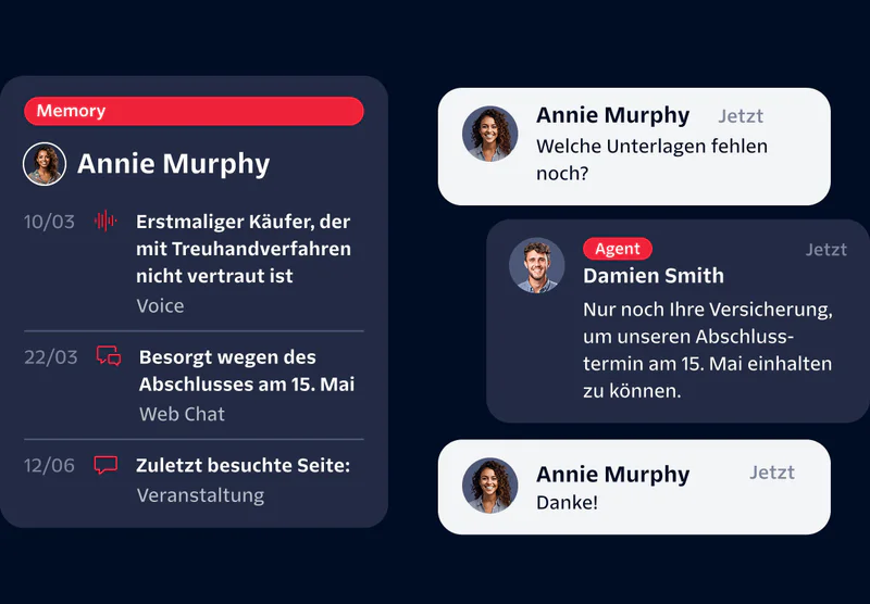 Messaging interface showing a conversation between Annie Murphy and Agent Damien Smith with task details.