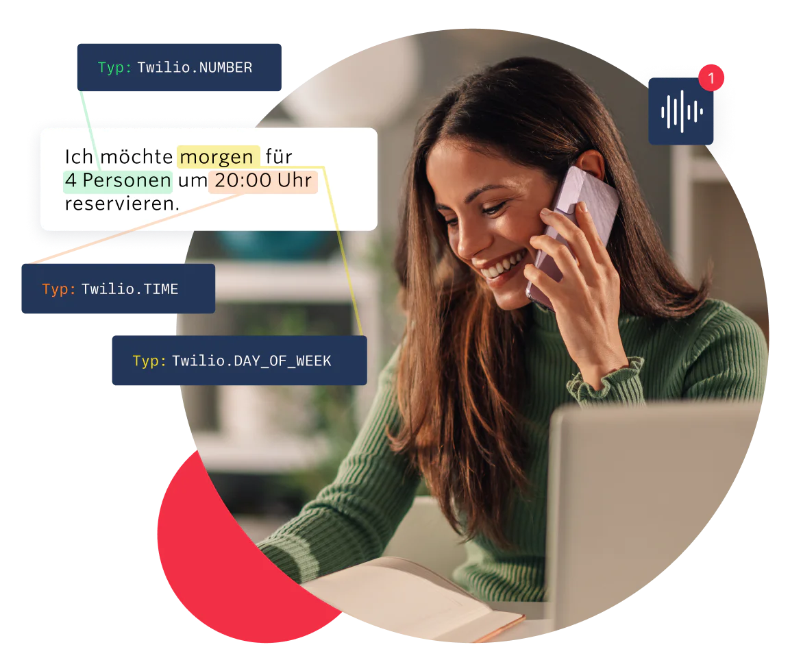 Illustration showing how a company can analyze and extract information from a customer phone call. 