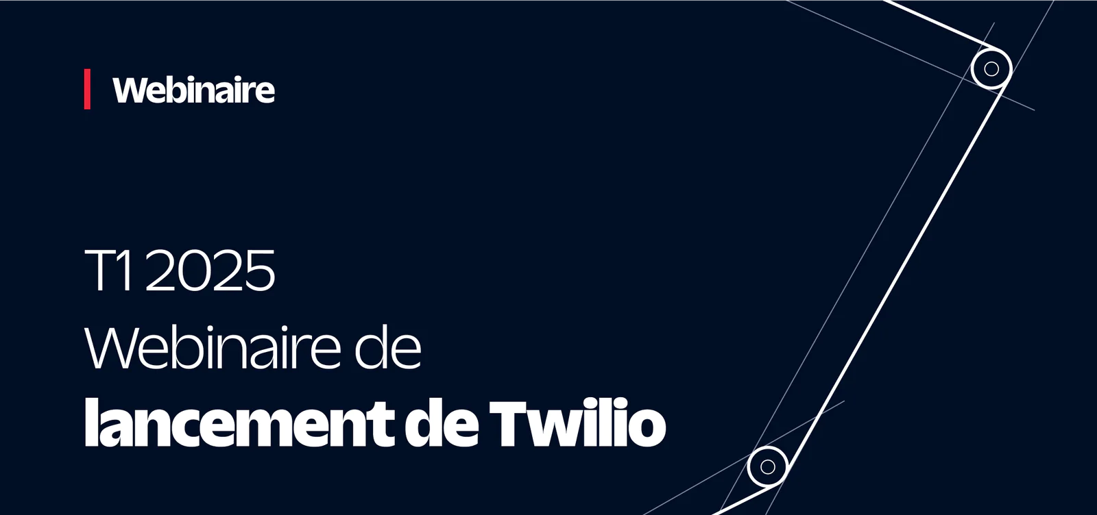 Twilio Q1 2025 release webinar announcement with Twilio logo on a red and white background.