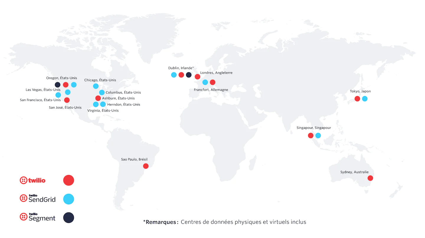 Map with data centers all over the world