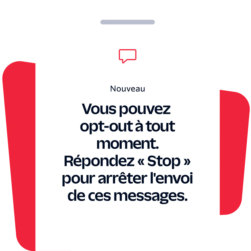 Message prompting users to reply with Stop to opt out of receiving further messages.