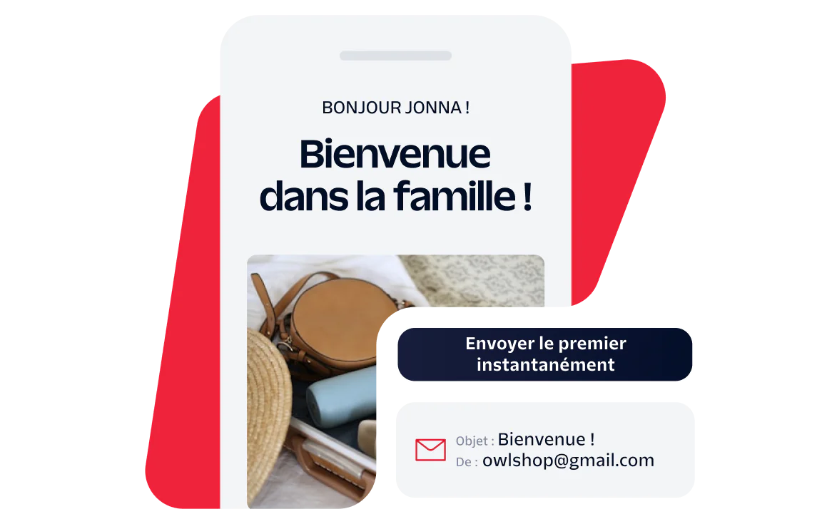 Smartphone screen showing a welcome message to Jonna with email subscription information.