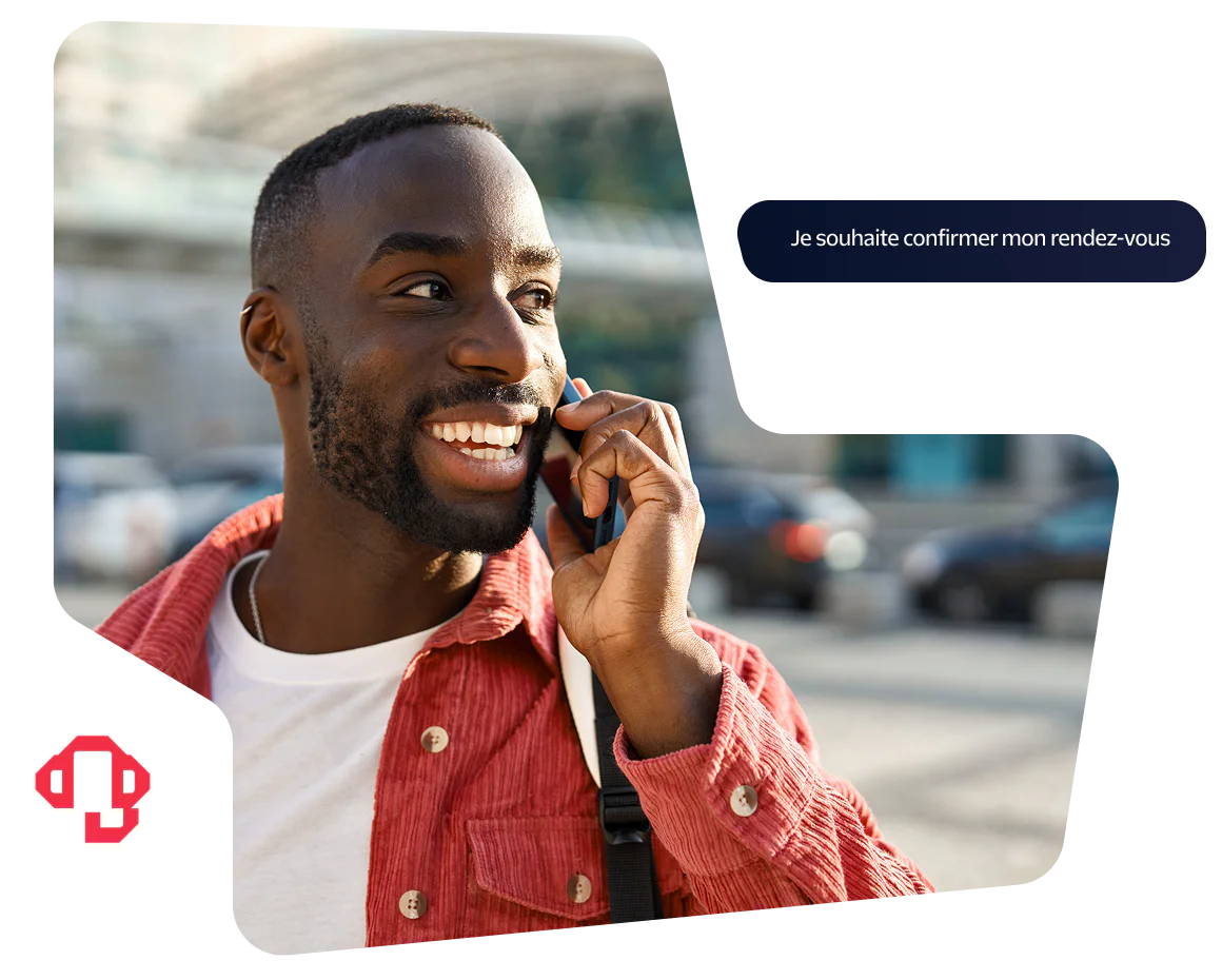 Man in red sweater checks phone for sweater discount notification from Owl Sweaters.