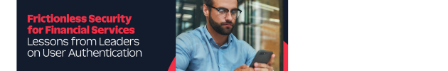 Man using smartphone with text about security for financial services.