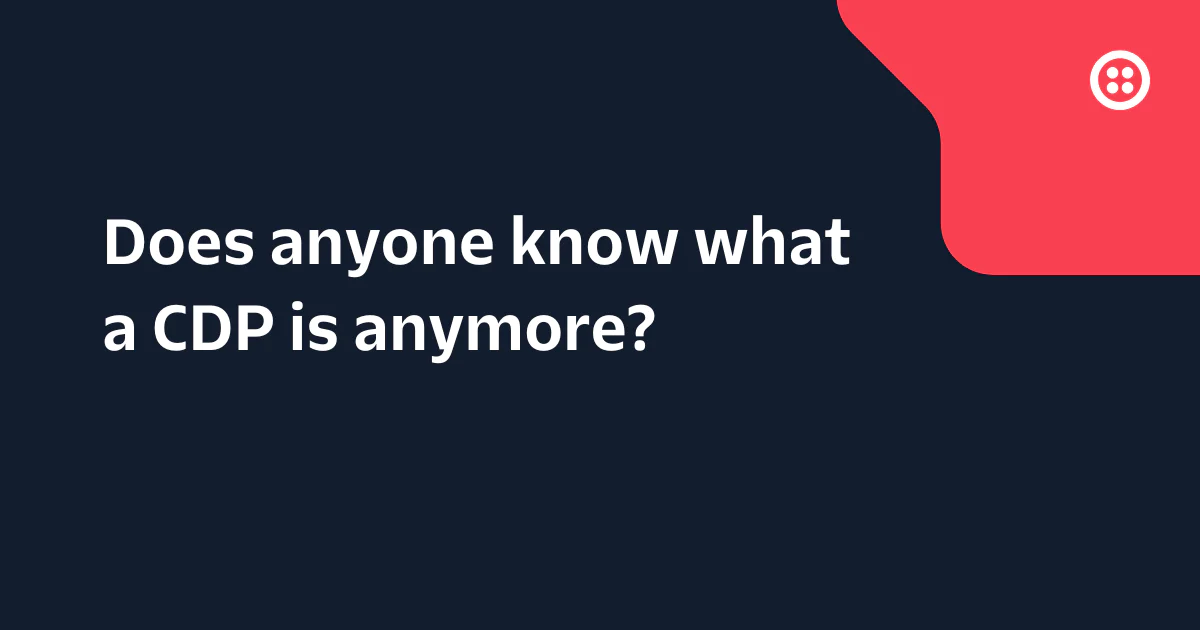 Text asking if anyone knows what a CDP is anymore on a dark background with a red corner design.