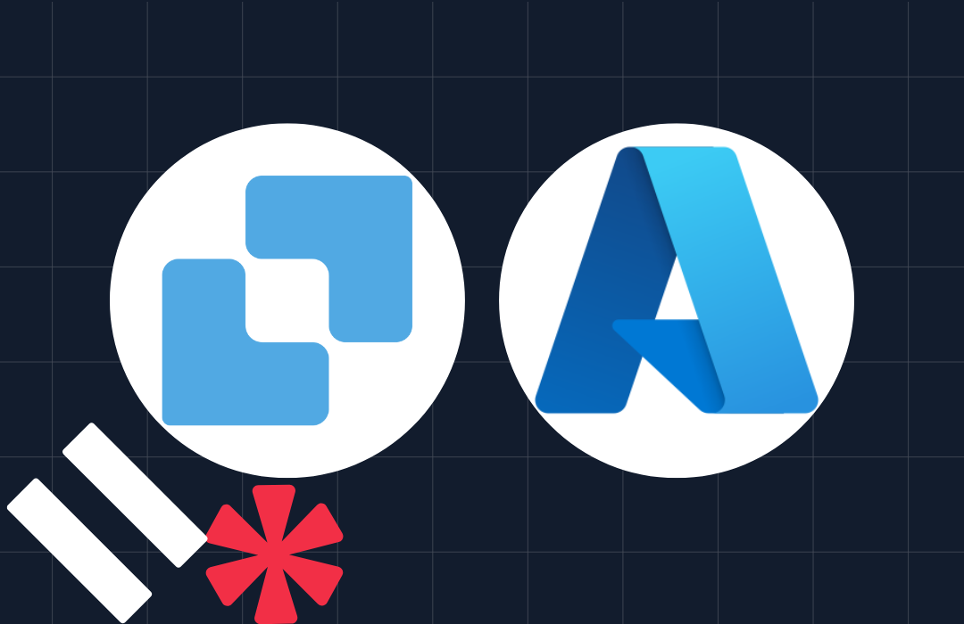 Logos of Microsoft Azure and Azure OpenAI on a dark grid background with additional design elements