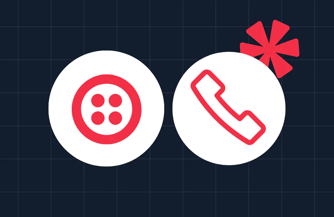 Icons of a phone receiver and a button, highlighted in red on a dark grid background.