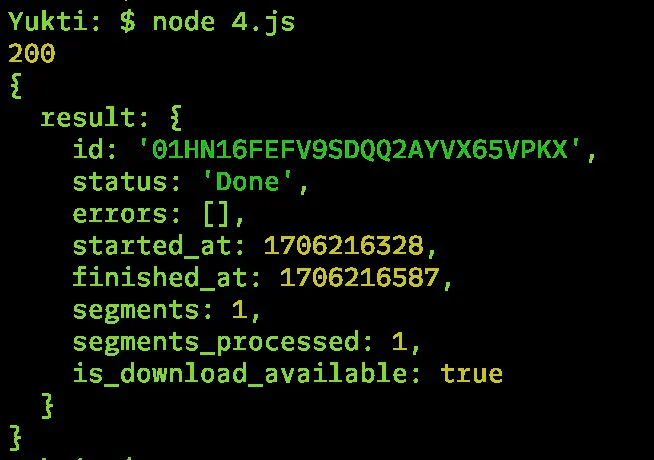 Successful result of bulk validation api call via node.js Successful result of bulk validation api call via node.js