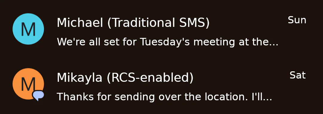 RCS enabled and standard messaging