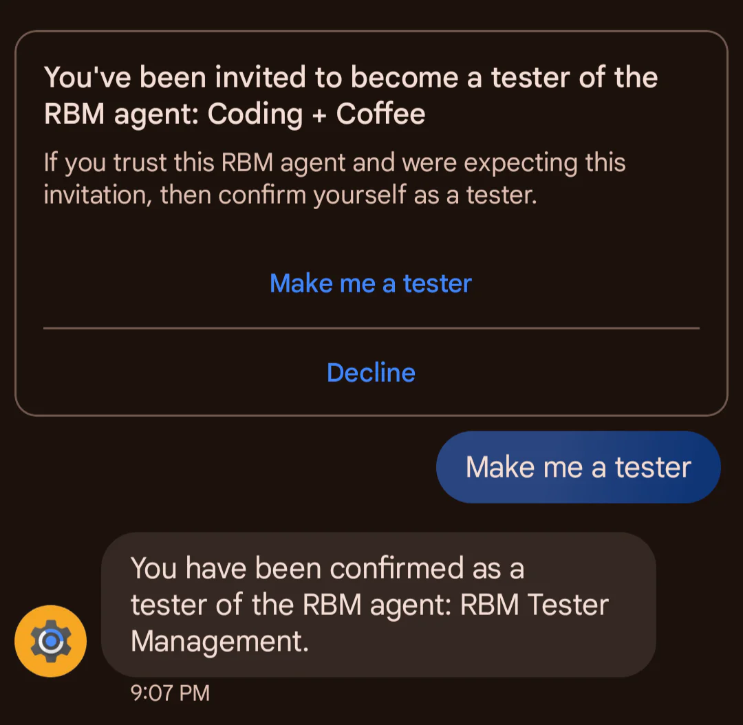 Accepting role as an RCS tester