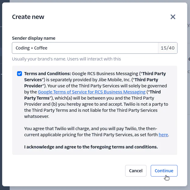 Create a Sender profile