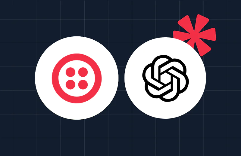 Logos of two tech companies and a red asterisk on a dark grid background