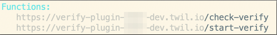 Screenshot of deployed function URLs