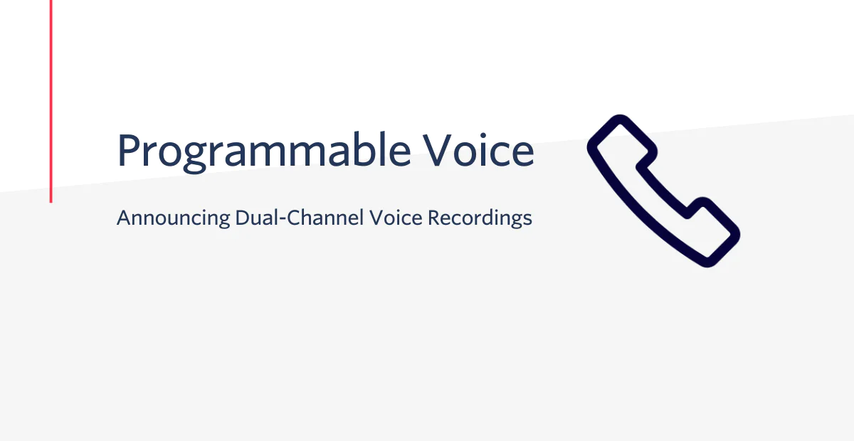 Image with text about dual-channel voice recordings and an icon of a phone handset.