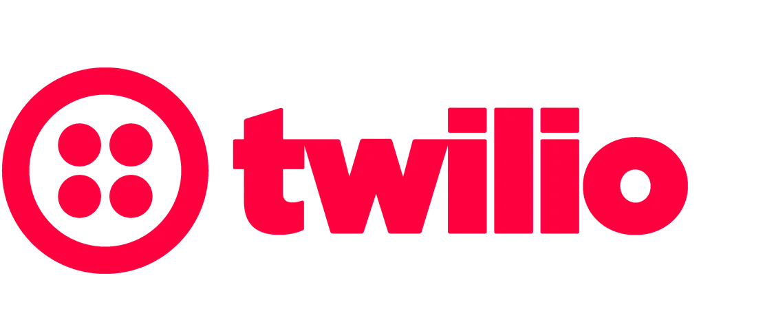 Red Twilio logo featuring four dots inside a circle and the text twilio to the right.