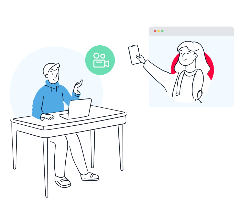 A user is using video for healthcare assistance.