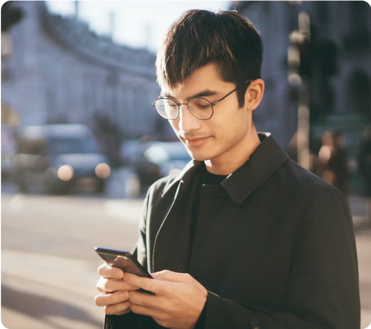 Young man with phone.