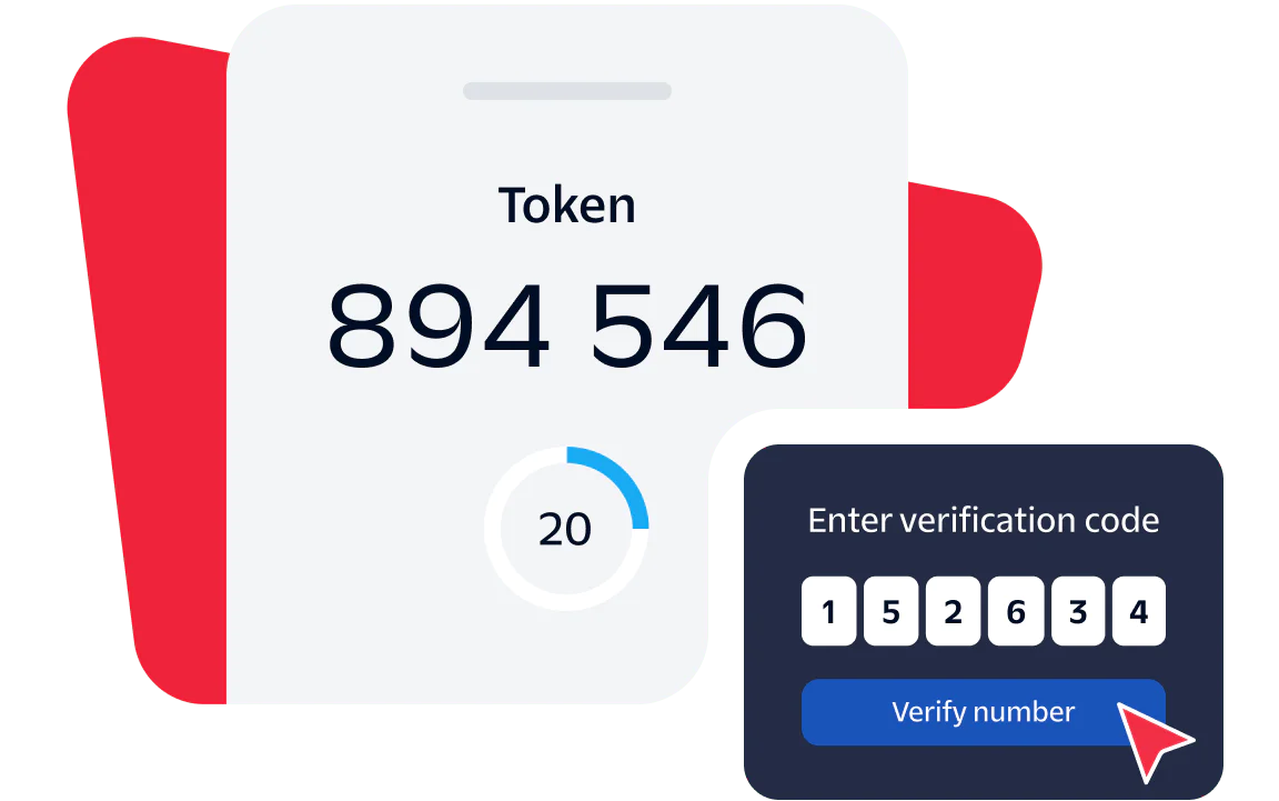 Two-Factor Authentication Token and Verification Entry Screen Two-factor authentication screen showing token number and fields to enter and verify the code.