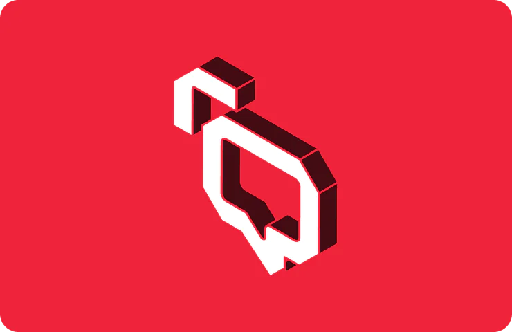 3D red and white chat bubble icon on a bright red background.