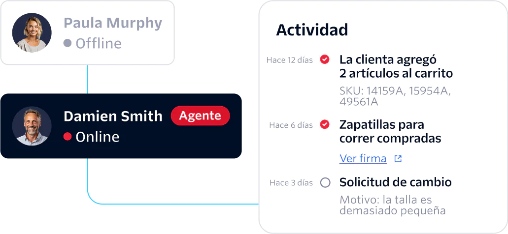 Seamless hand-off to a call center agent who can immediately help with the customer request