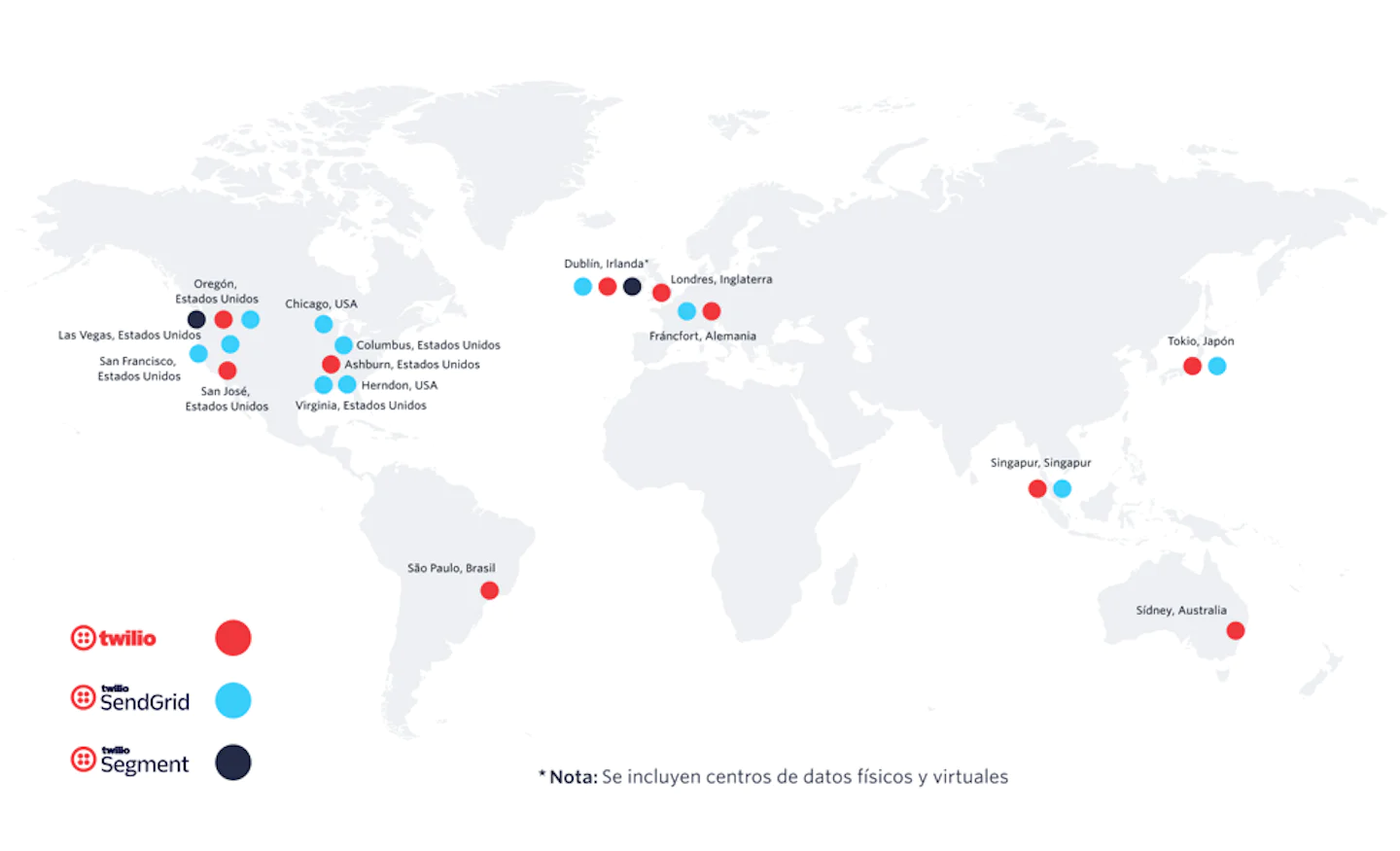Map with data centers all over the world