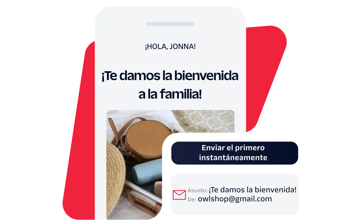 Smartphone screen showing a welcome message to Jonna with email subscription information.