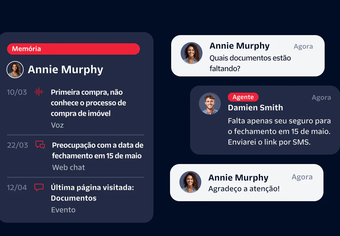 Messaging interface showing a conversation between Annie Murphy and Agent Damien Smith with task details.